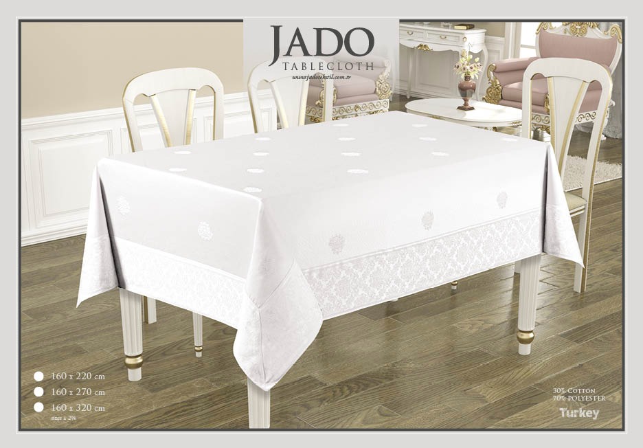 Fata de masa cu bordura 30% BBC + 70% POLYESTER -ALB Fata de masa din Policoton cu bordura - Alb 160x270 - imagine 1