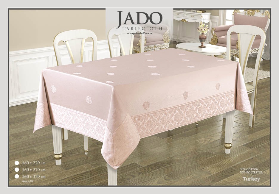 Fata de masa cu bordura 30C +70% POLYESTER -PUDRA Fata de masa din Policoton cu bordura - Pudra 160x220 - imagine 1