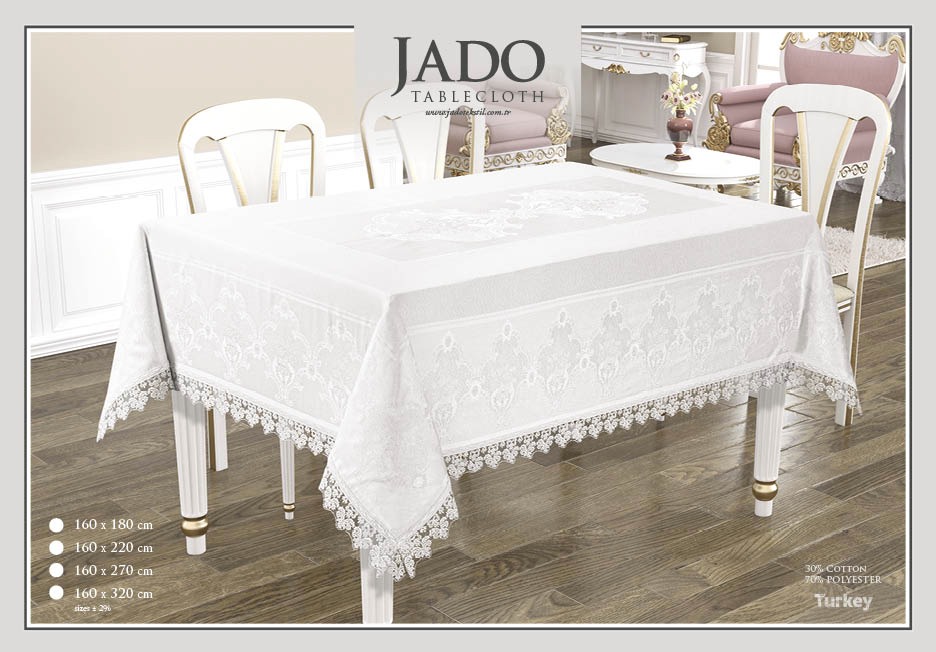 Fata de msa 30% BBC +70% POLYESTER-ALB Fata de masa din Policoton cu Dantela - Alb 160x220 - imagine 1