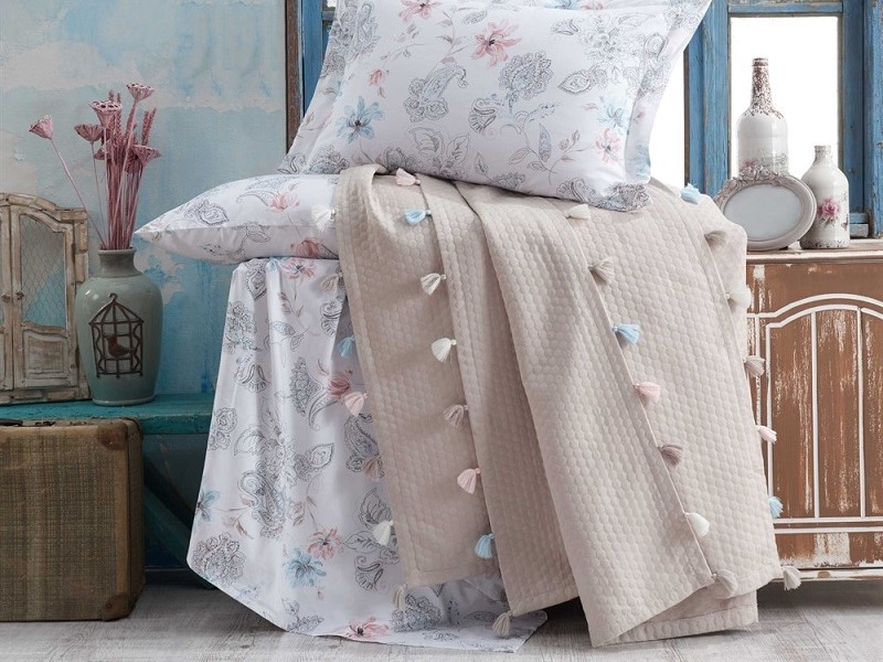 Cuvertura + Lenjerie Pat 2 Persoane Hobby Fancy - Stone Cuvertura + Lenjerie Pat 2 Persoane Hobby Fancy - Stone - imagine 1