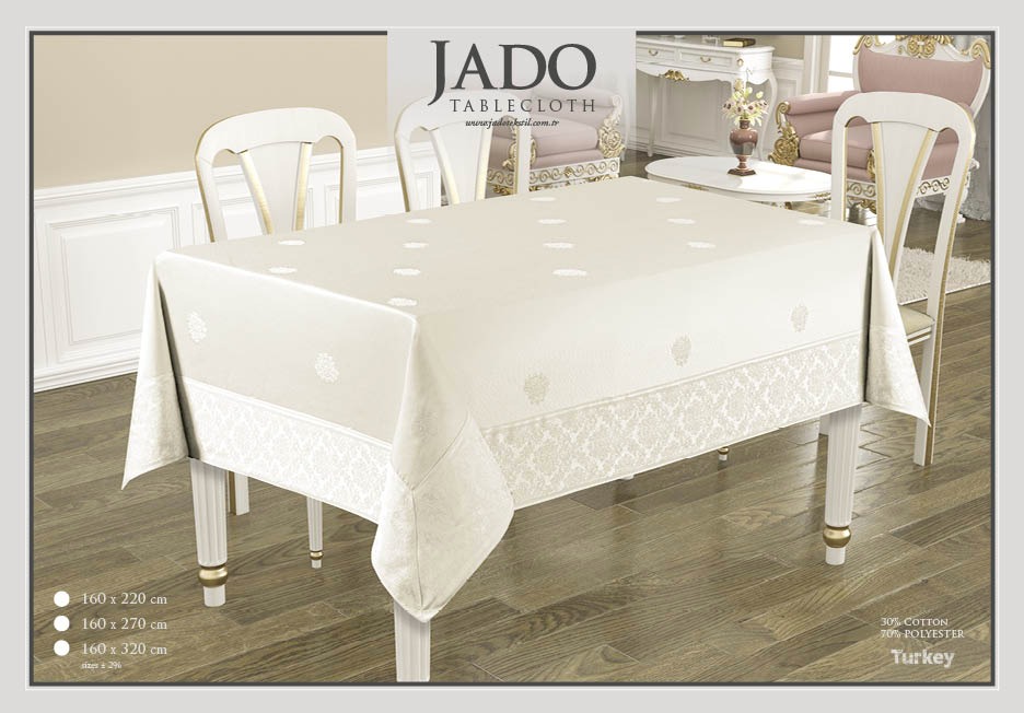 Fata de masa cu bordura 30% BBC +70% POLYESTER -CREM Fata de masa din Policoton cu bordura - Crem 160x320 - imagine 1