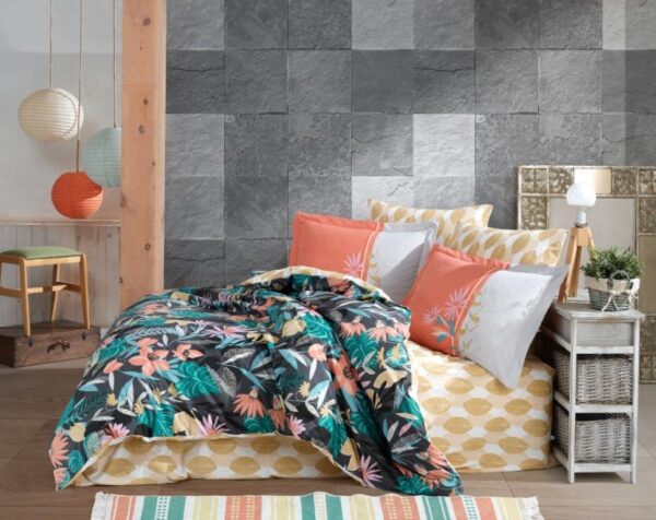 Lenjerie Pat 2 Persoane Hobby Monstera - Orange
