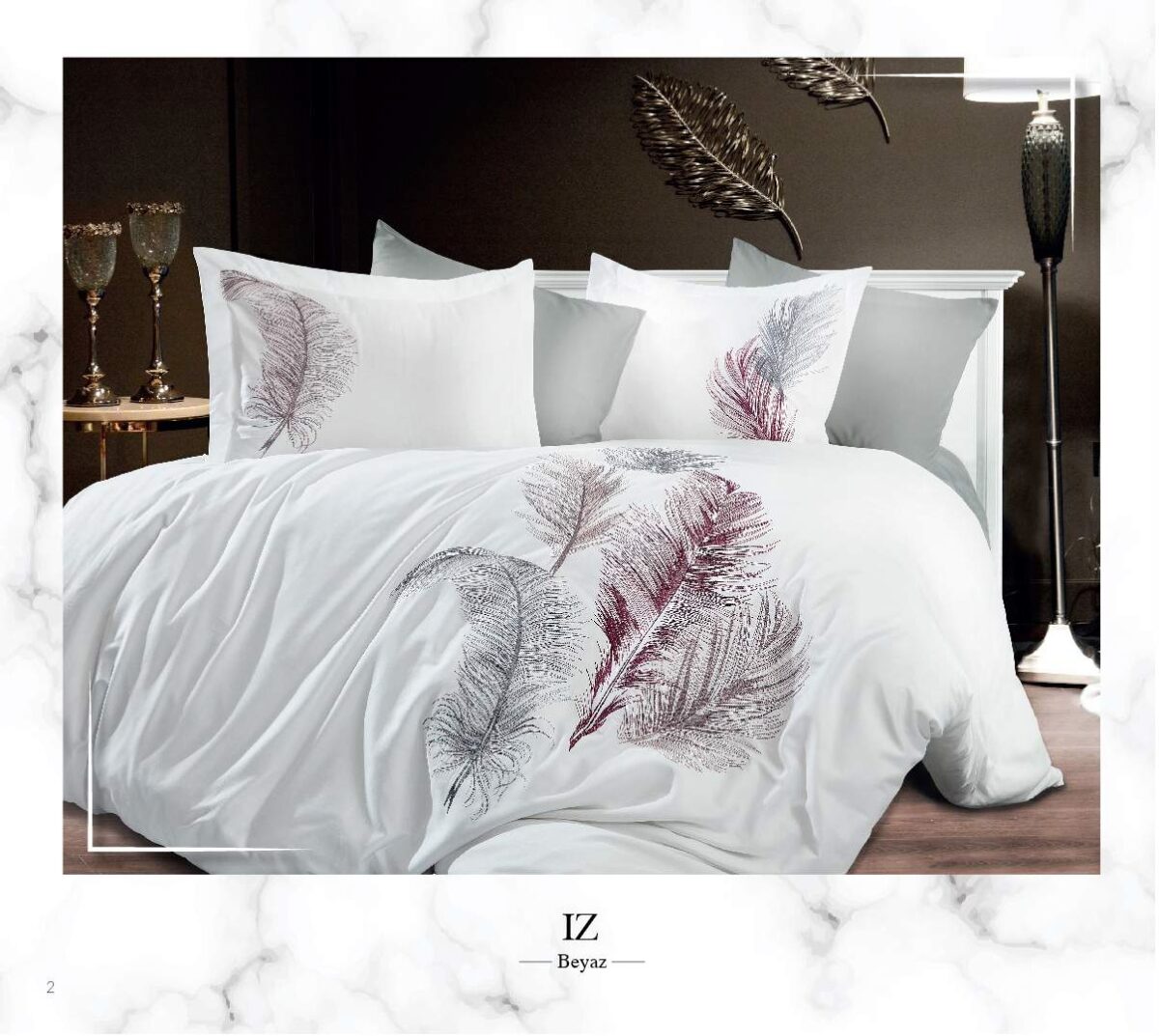 sentez-Iz-beyaz Lenjerie pat 2 persoane DANTELA Iz - Alb - imagine 1