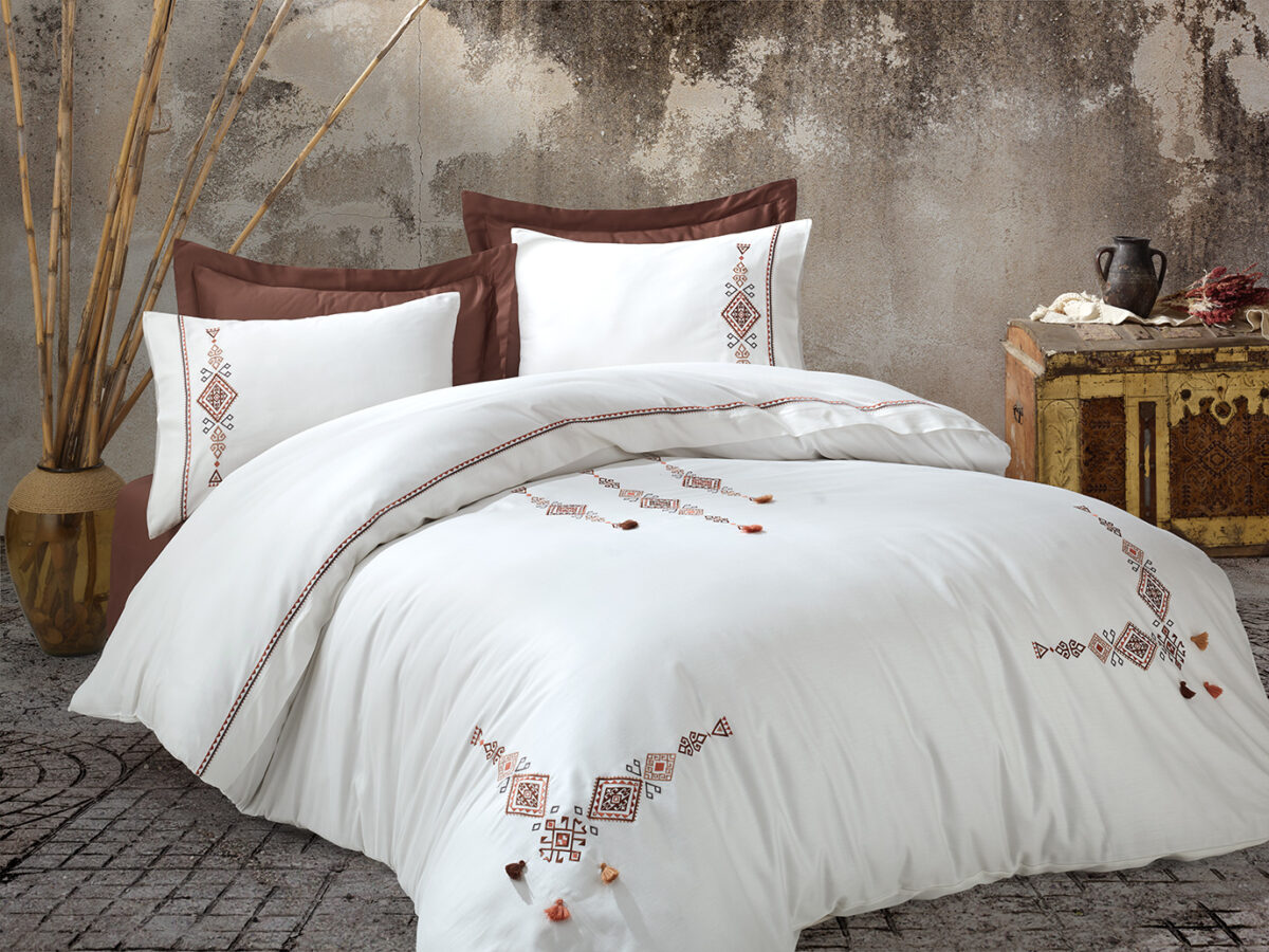 Lenjerie pat 2 persoane DANTELA Tilbe - Crem - imagine 1