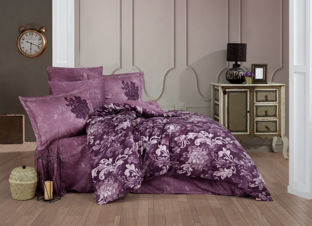 Lenjerie Pat 2 Persoane Hobby Adele - Bordo - imagine 1