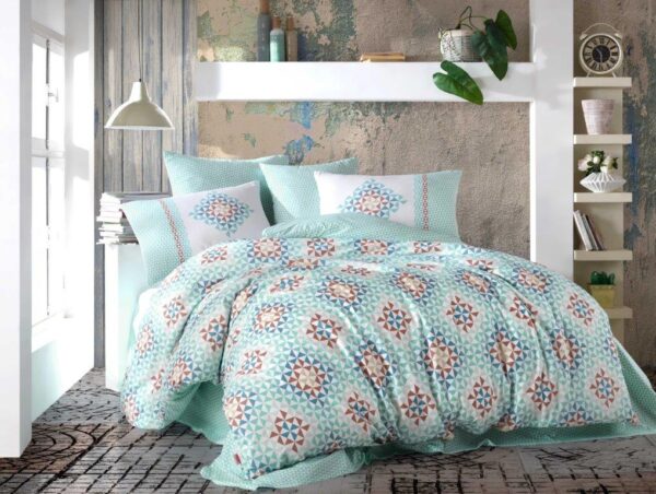 Lenjerie Pat 2 Persoane Hobby Crystal - Turquoise - imagine 2