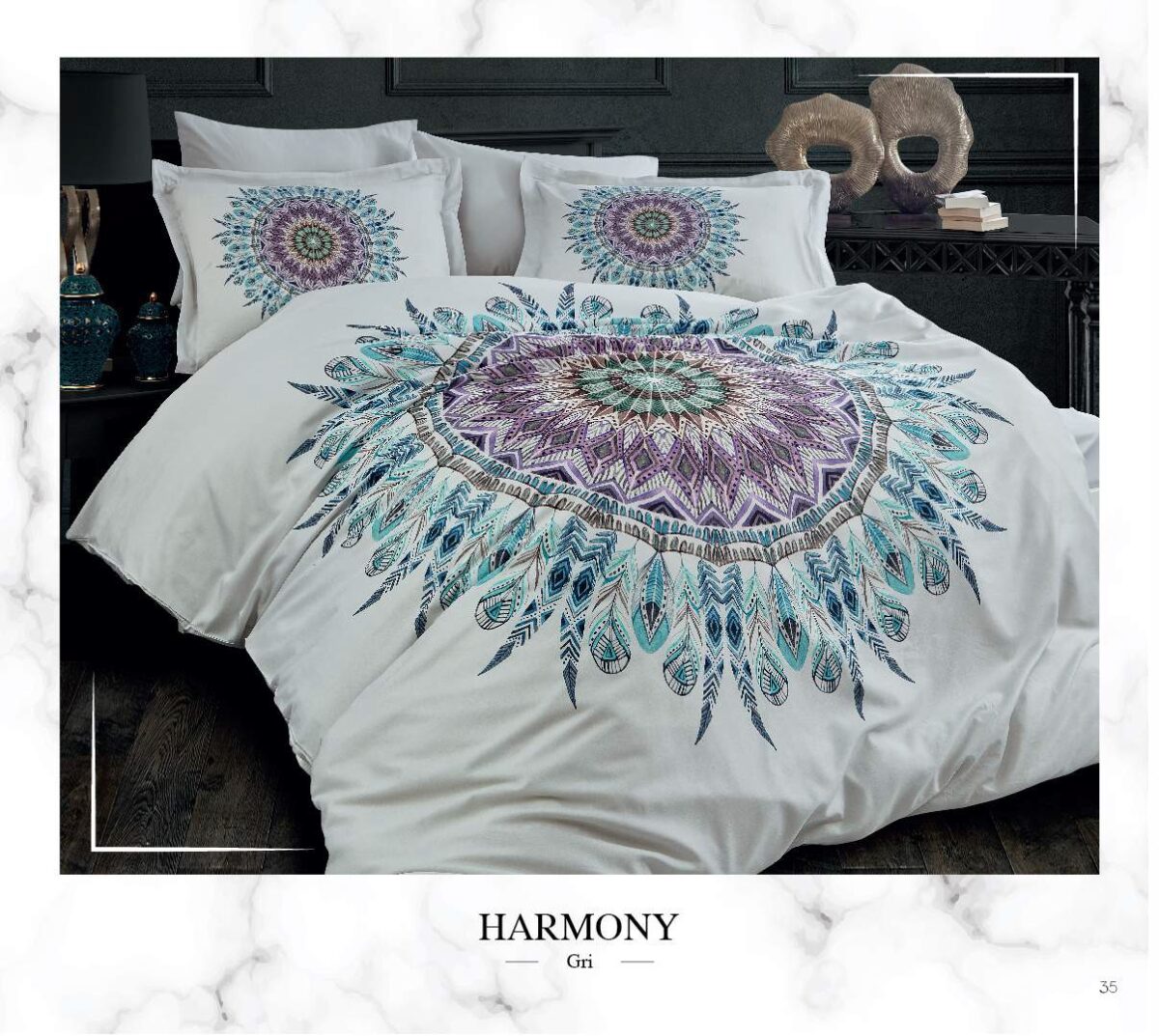 sentez-Harmony-gri Lenjerie pat 2 persoane DANTELA Harmony 3D Gri - imagine 1