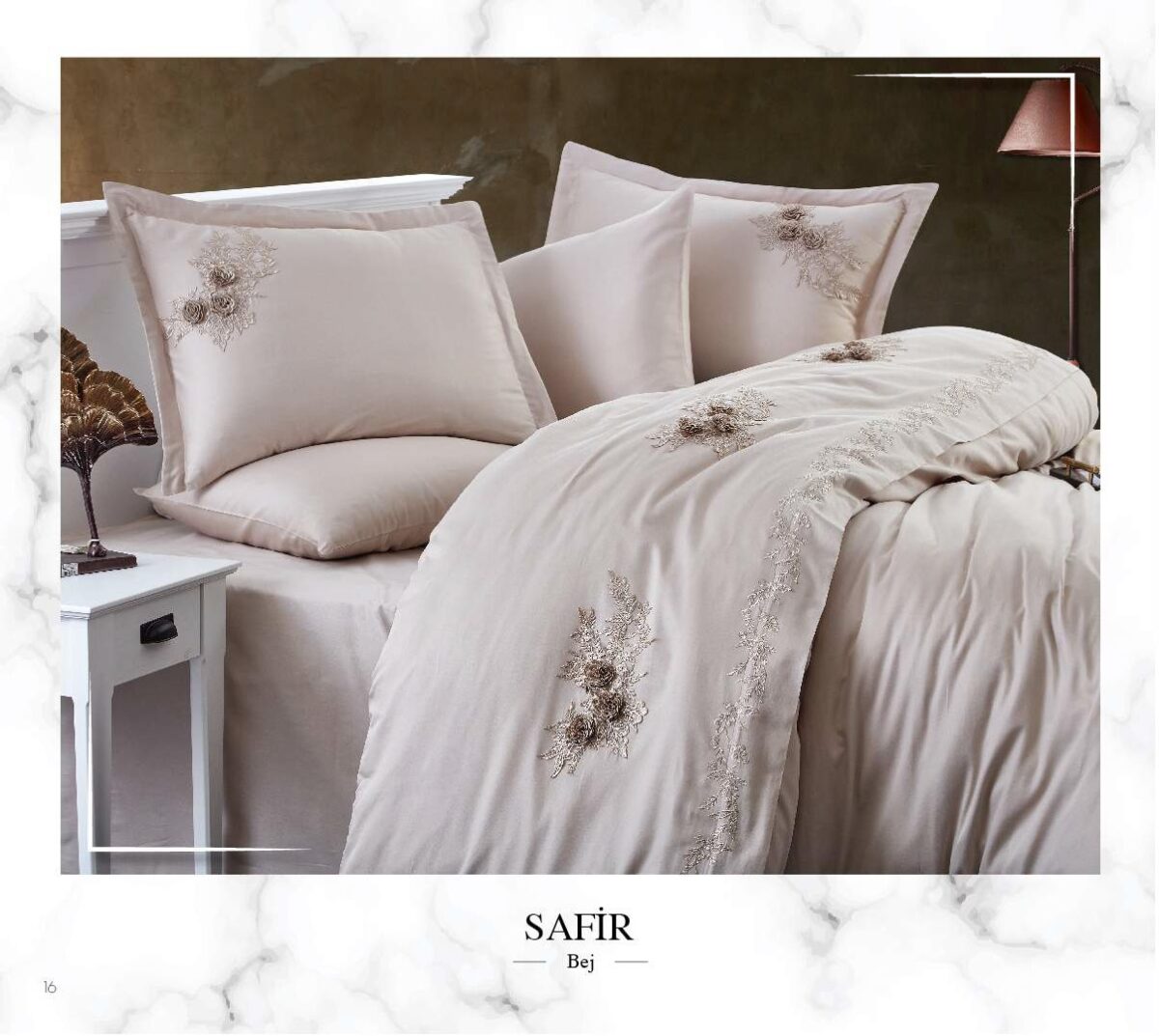 sentez-Safir-bej Lenjerie pat 2 persoane DANTELA Safir - Beige - imagine 1