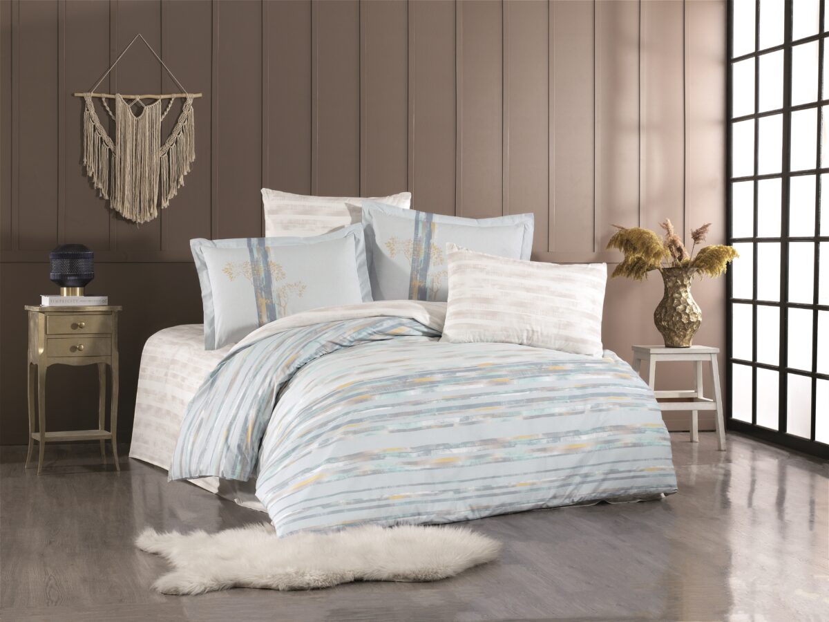 Lenjerie Pat 2 Persoane Hobby BLOSSOM - TURKUAZ - imagine 1