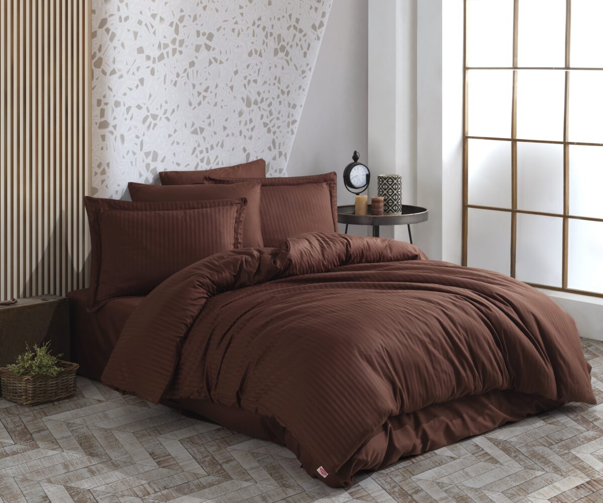Lenjerie Pat 2 Persoane Hobby Diamond Damasc - Satinat - Kahve - imagine 1