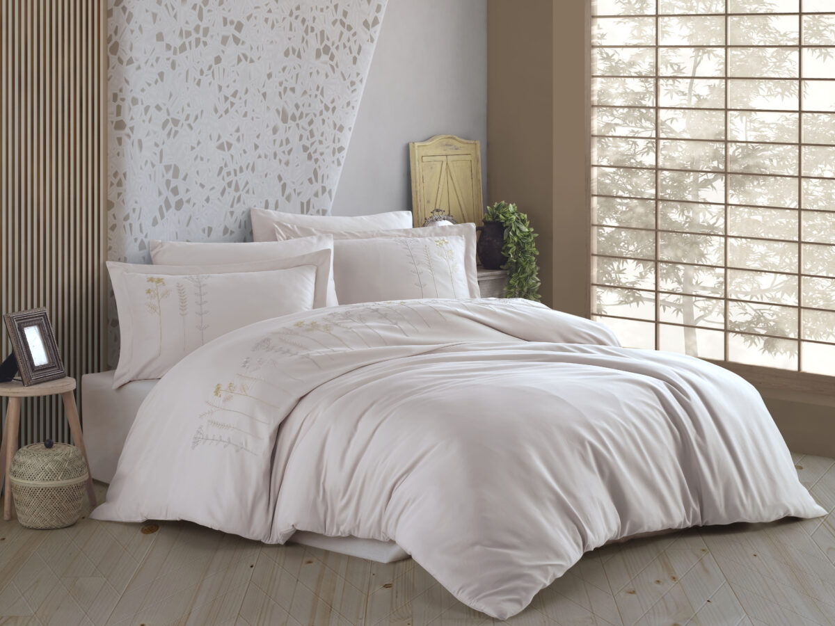 Lenjerie Pat 2 Persoane Hobby BRODERIE DIVA - BEJ - imagine 1