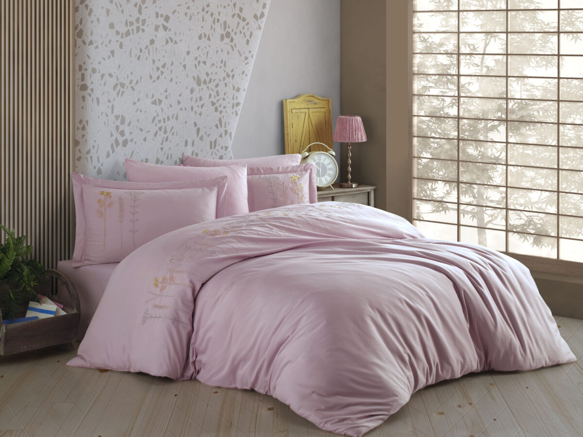 Lenjerie Pat 2 Persoane Hobby BRODERIE DIVA - PUDRA - imagine 1