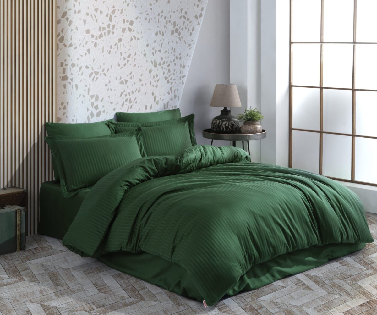 Lenjerie Pat 2 Persoane Hobby Diamond Damasc - Satinat - Yesil - imagine 1