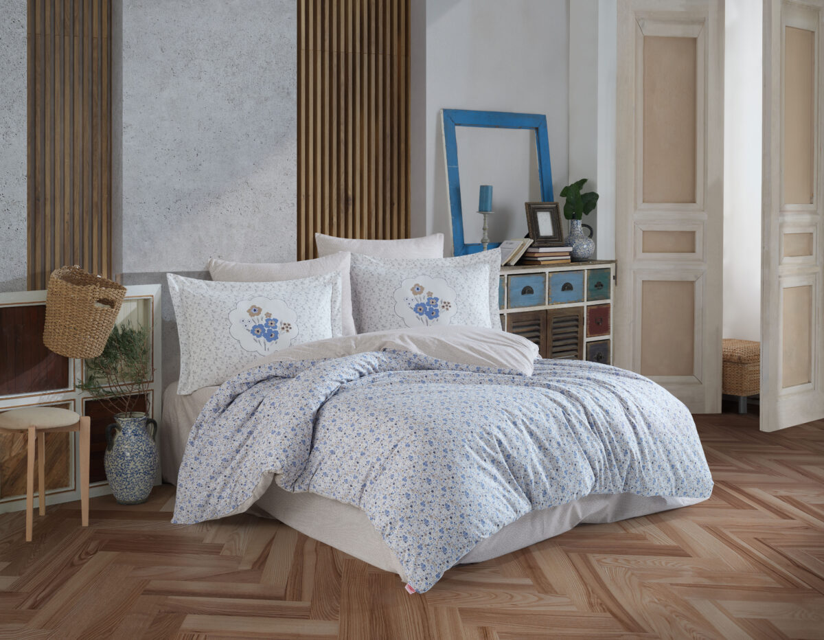 Lenjerie Pat 2 persoane Hobby Lisa - Mavi - imagine 1
