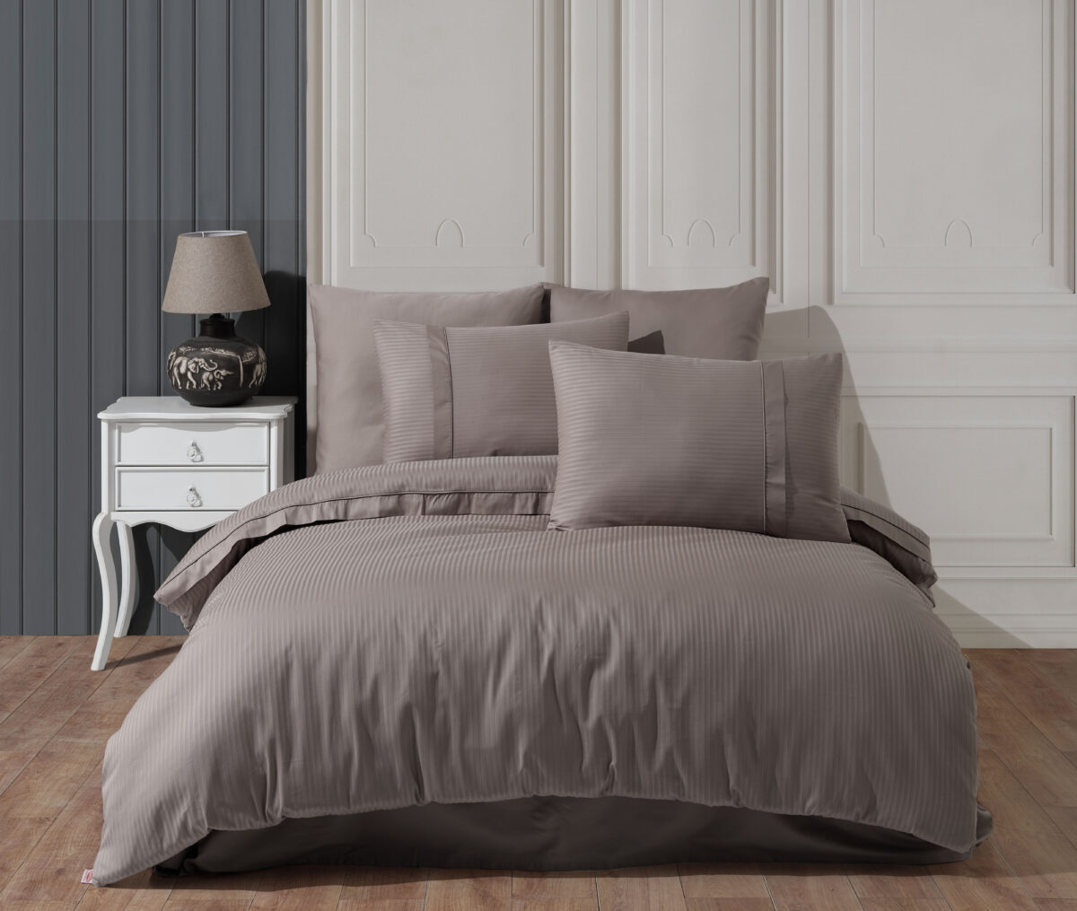 Lenjerie Pat 2 Persoane Hobby Strippe - Camel - imagine 1