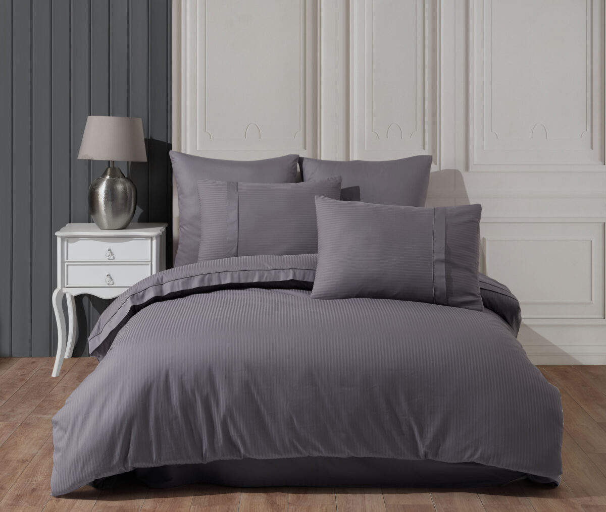 Lenjerie Pat 2 Persoane Hobby Strippe - Gri - imagine 1