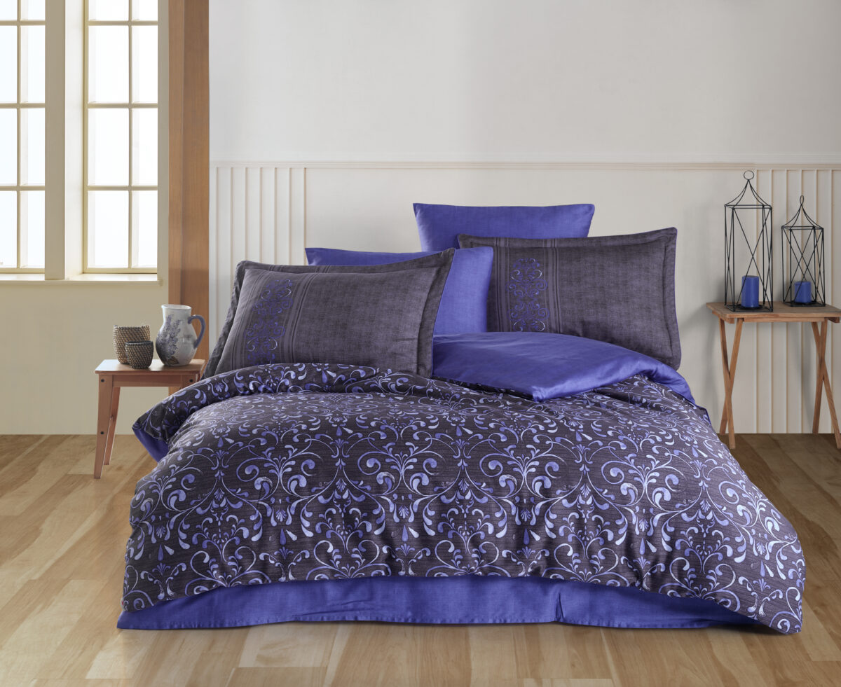 Lenjerie Pat 2 Persoane Hobby Gris - Lila - imagine 1