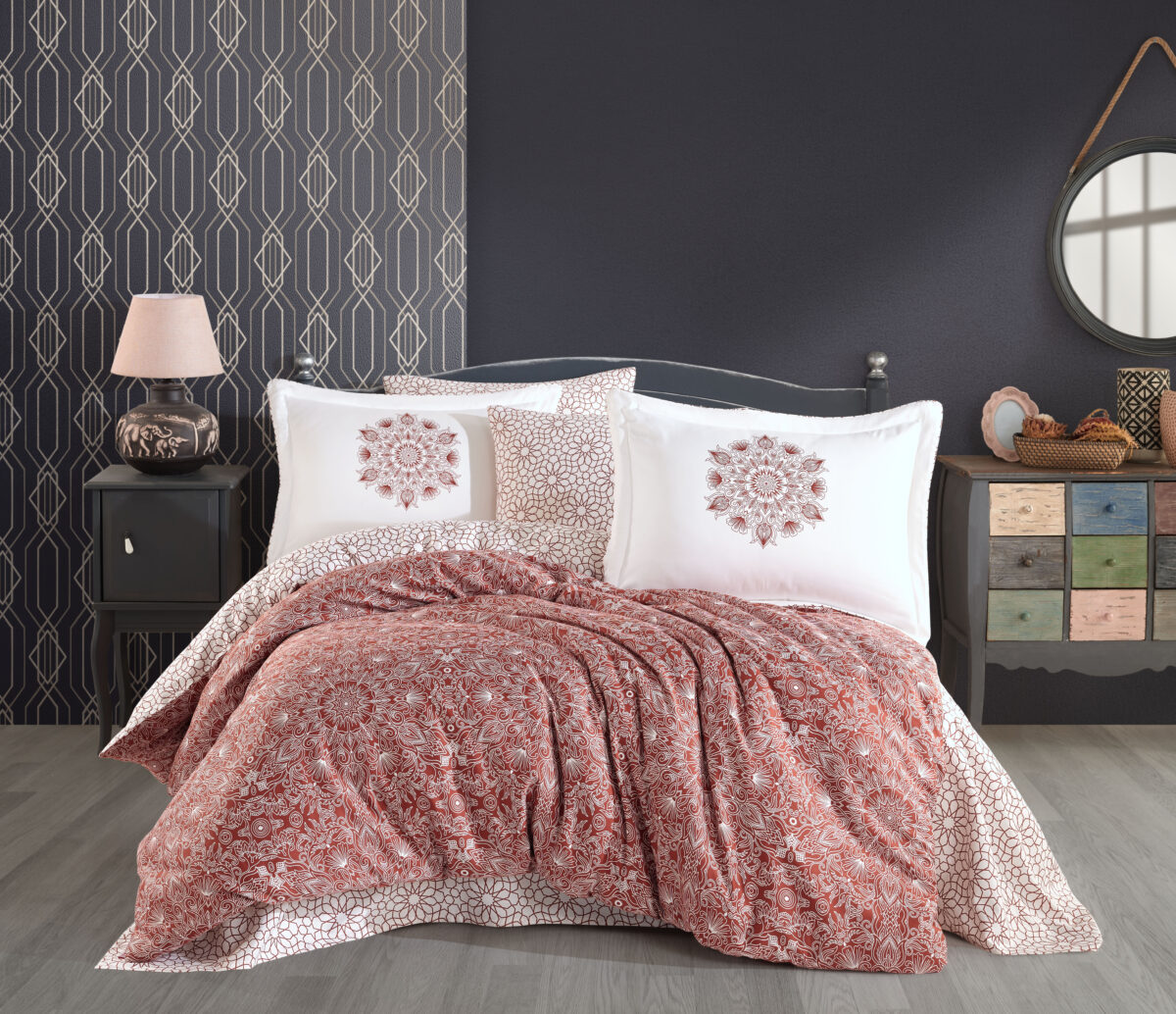 Lenjerie Pat 2 Persoane Hobby Marcella - Bronz - imagine 1