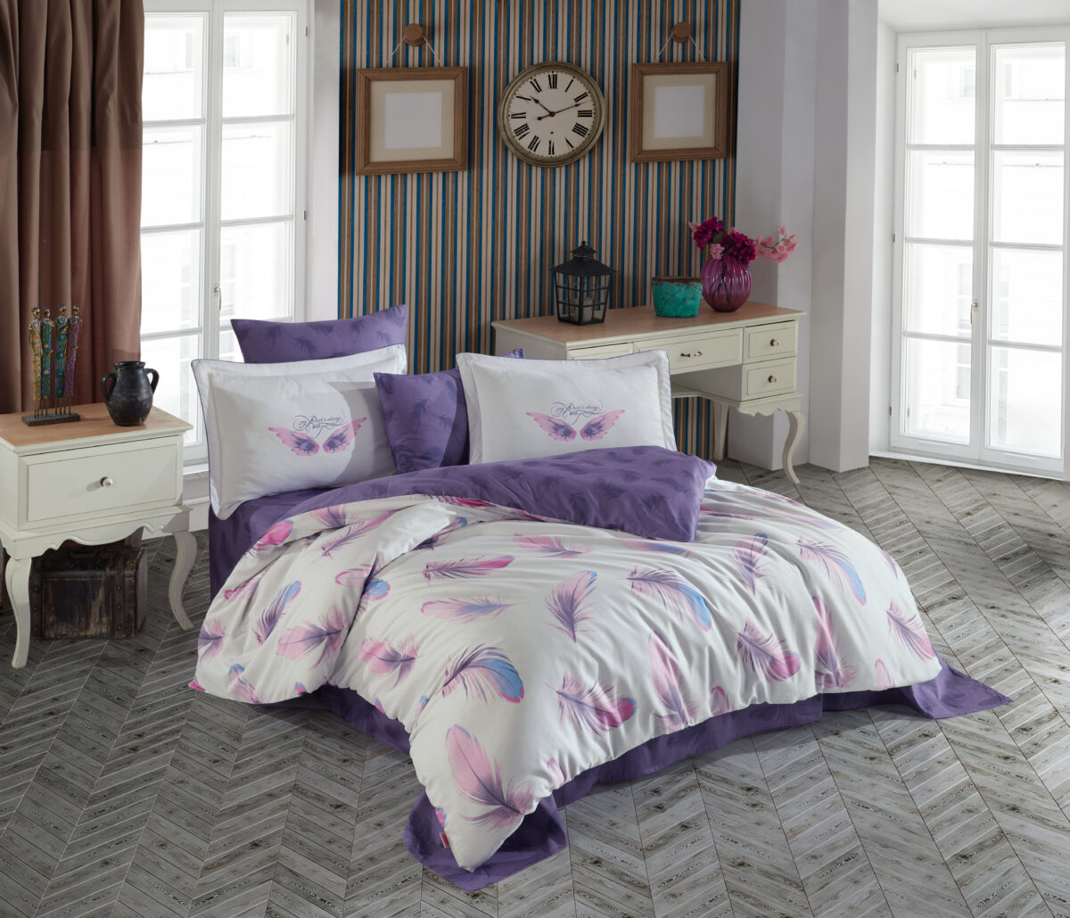 Lenjerie Pat 2 Persoane Hobby Paradise - Mor - imagine 1