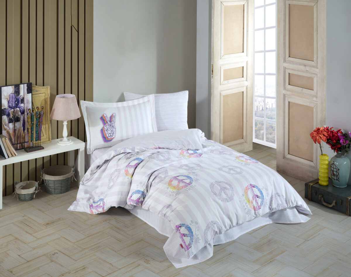 Lenjerie Pat 1 Persoana Hobby Peace - Gri - imagine 1