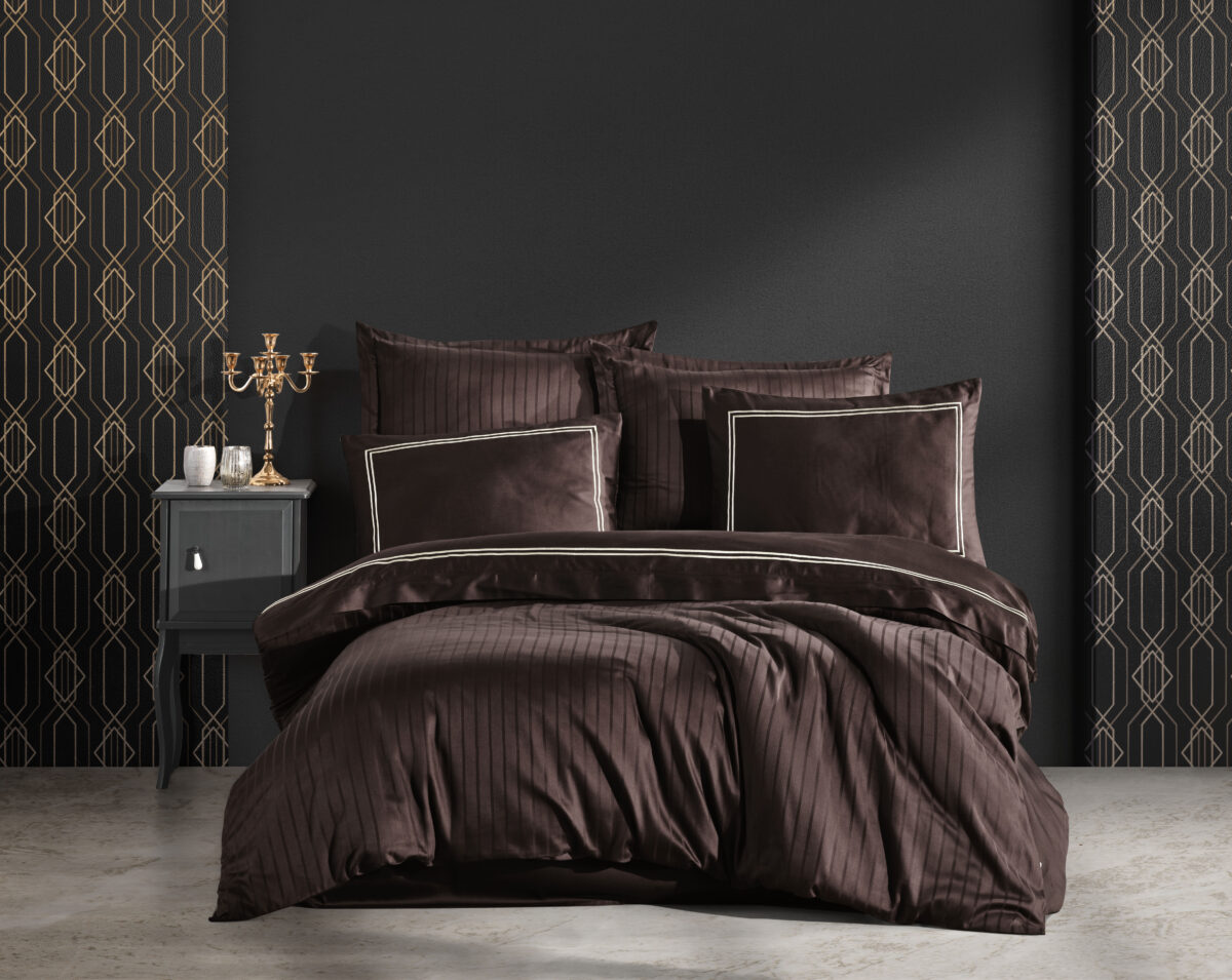 Lenjerie pat 2 persoane DANTELA - Imge-kahve - imagine 2