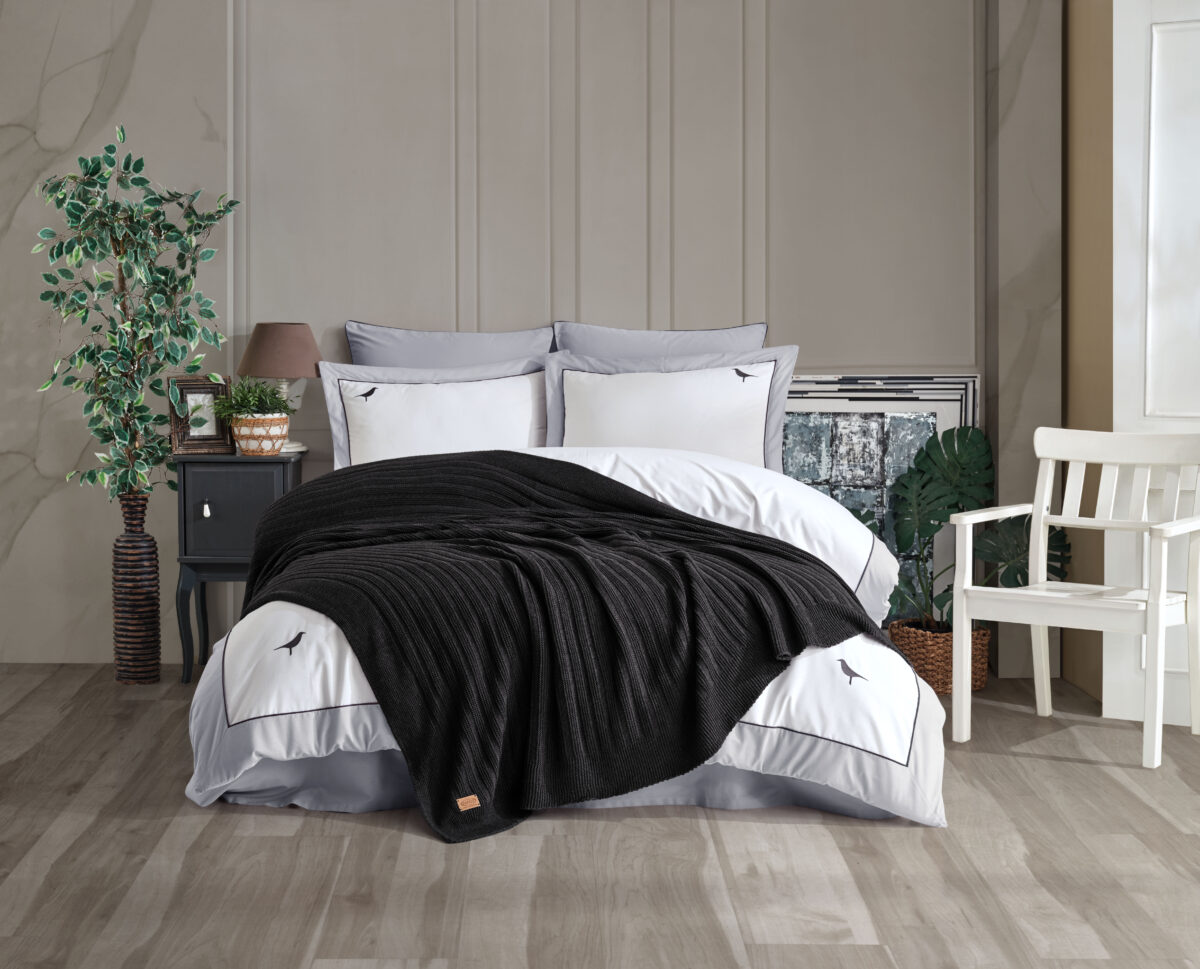 Antrasit Cuvertura + Lenjerie Pat 2 Persoane Hobby Fansy -Negru - imagine 1