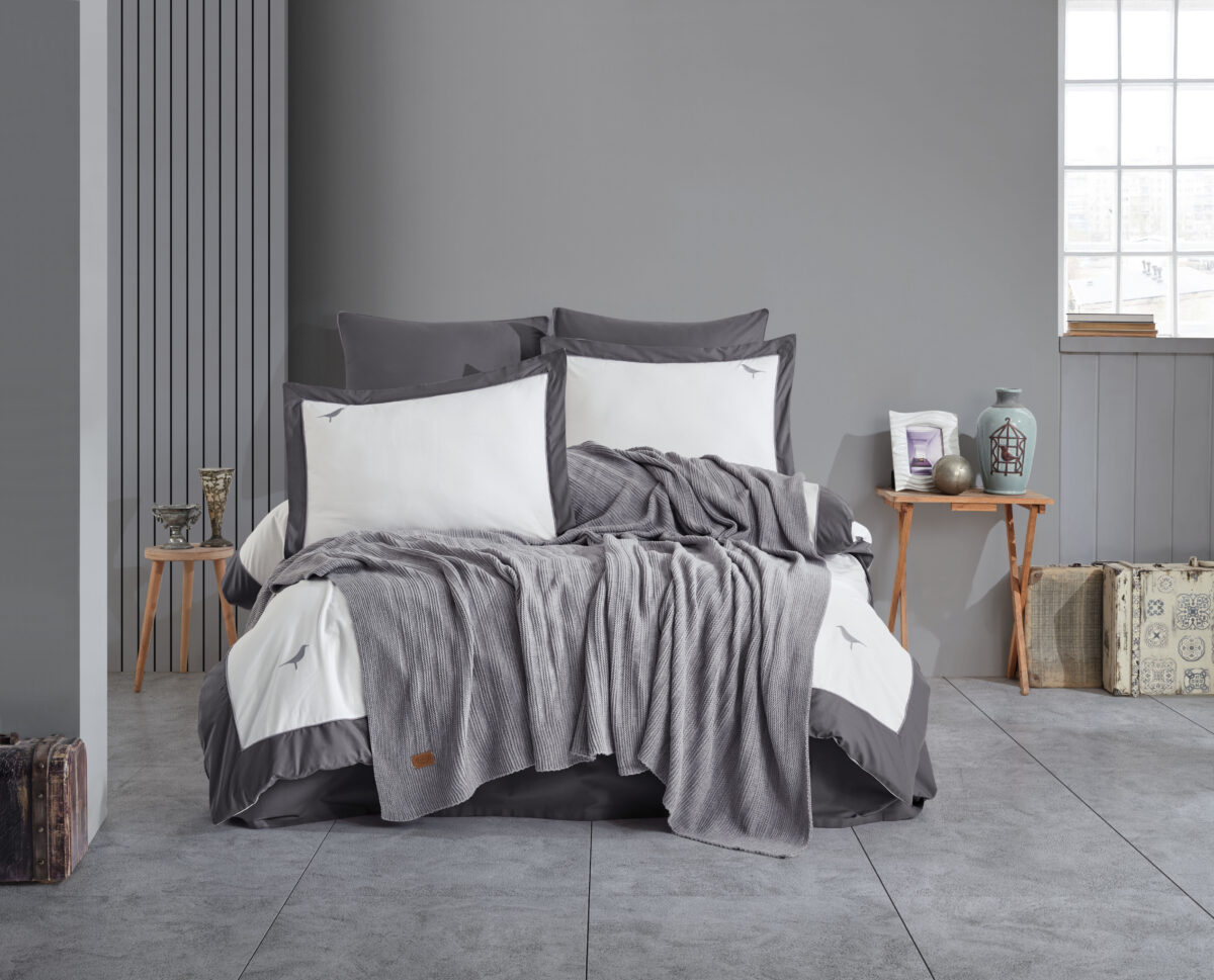 Gri Cuvertura + Lenjerie Pat 2 Persoane Hobby Fansy -Gri - imagine 1