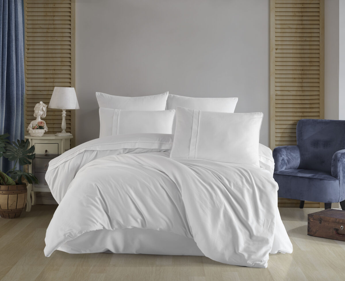 Lenjerie Pat 2 Persoane Hobby Plain - Alb - imagine 1