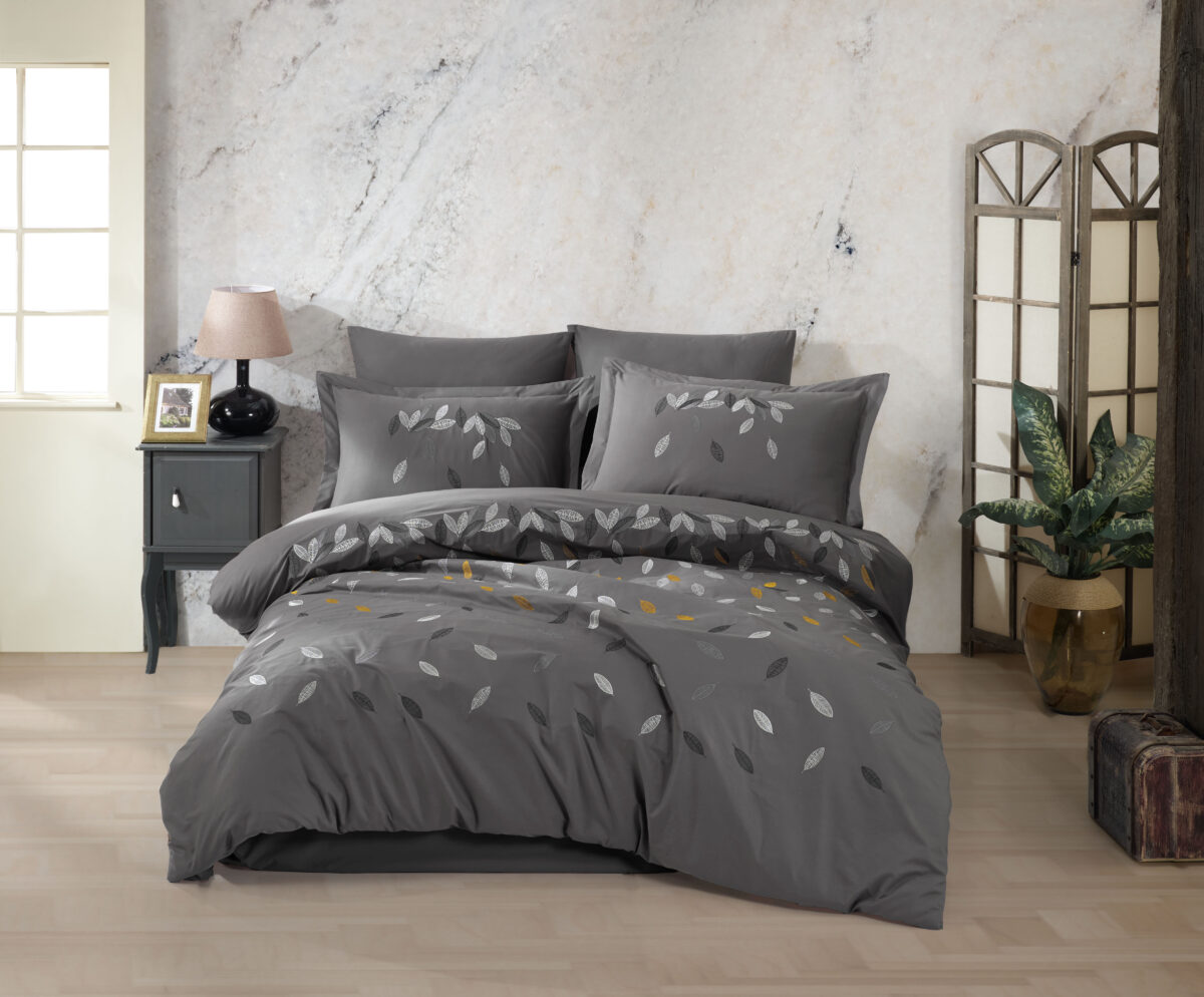 Lenjerie Pat 2 Persoane Hobby BRODERIE LIDA - GRI - imagine 1
