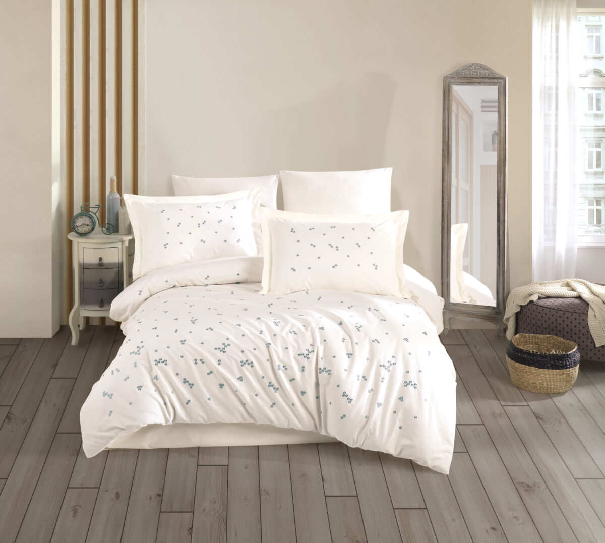 Lenjerie Pat 2 Persoane Hobby BRODERIE SPRING - KREM - imagine 1
