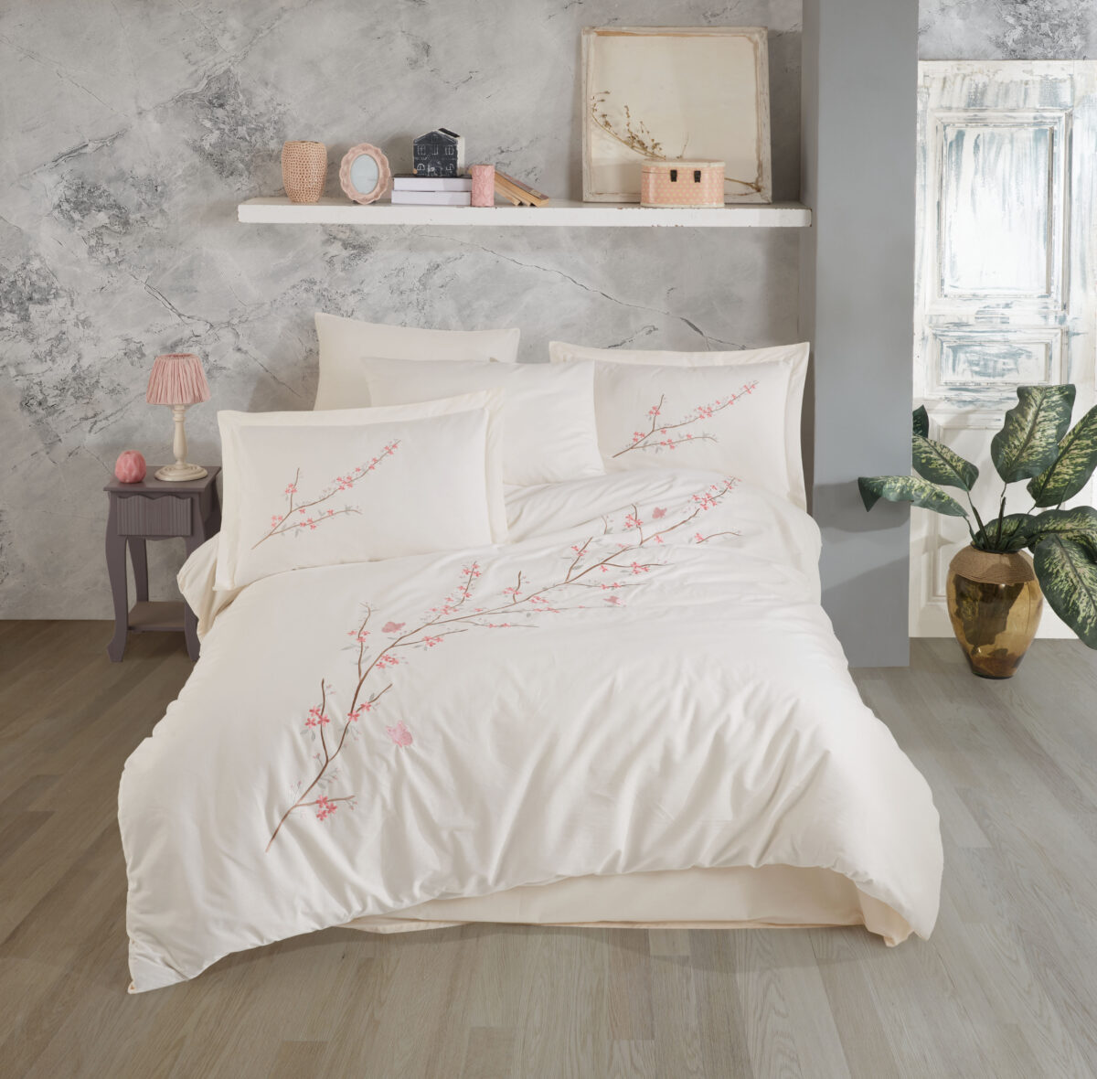 Lenjerie Pat 2 Persoane Hobby BRODERIE VERA - KREM - imagine 1