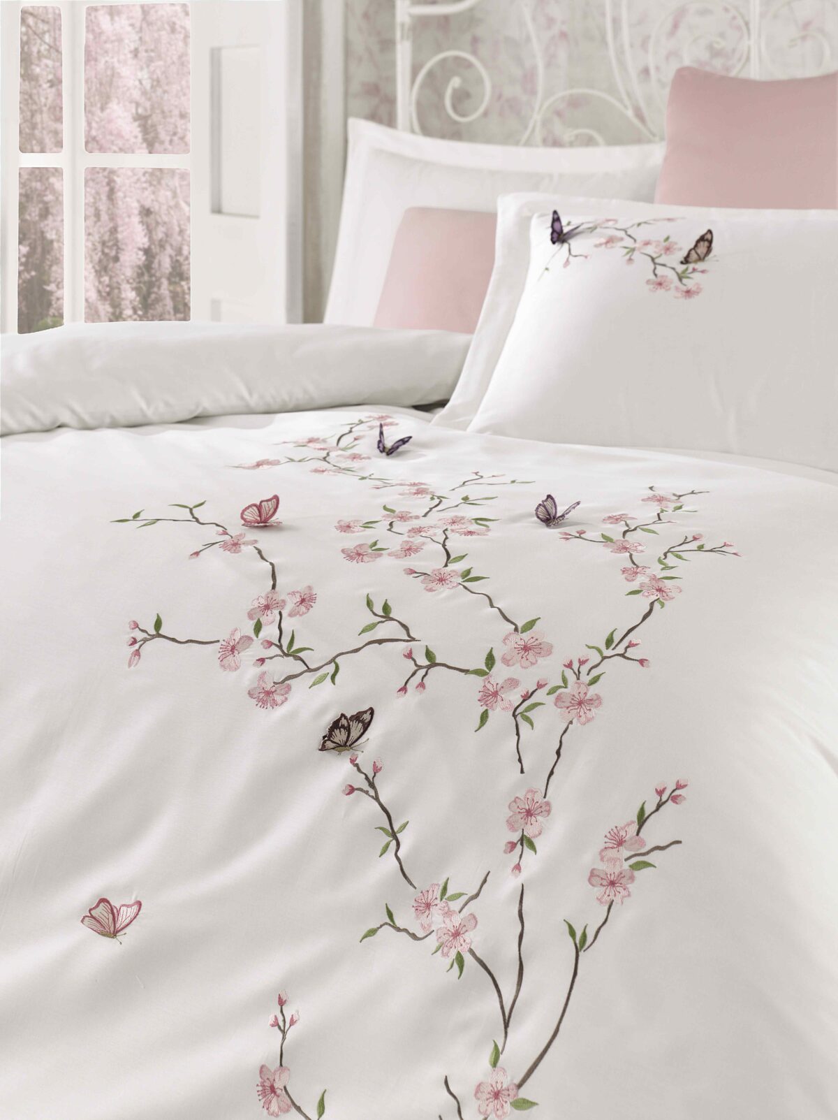 Lenjerie pat 2 persoane DANTELA - Butterfly - Crem - imagine 3