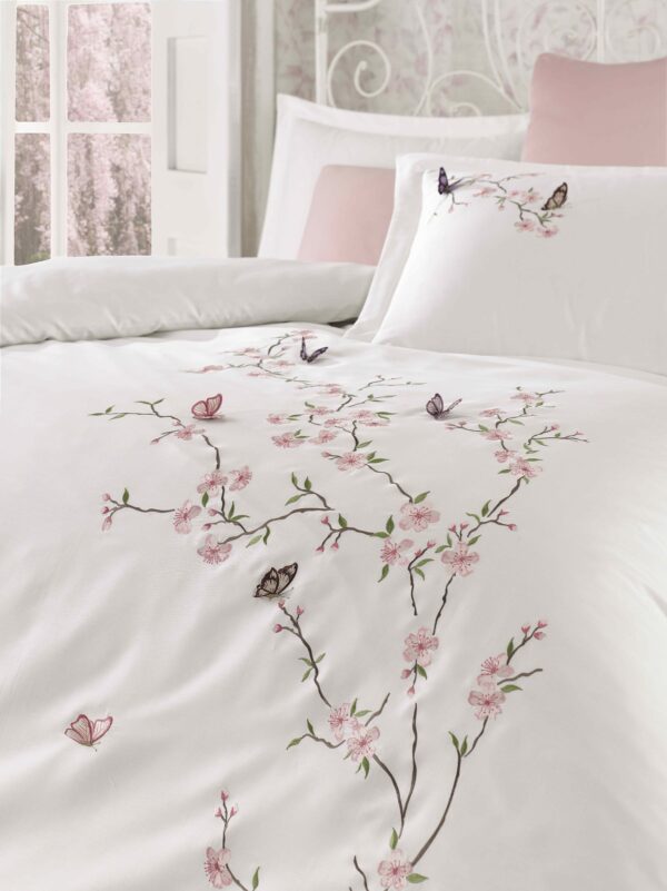 Lenjerie pat 2 persoane DANTELA - Butterfly - Crem - imagine 3