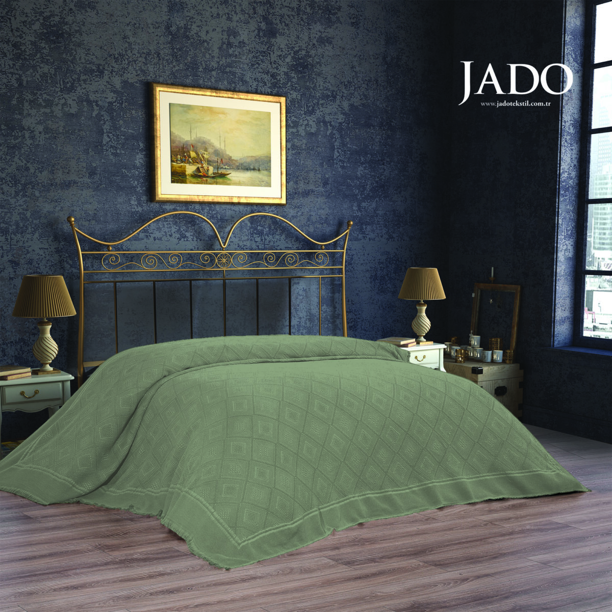 baklava-yeşil-jado-pike Cuvertura Pat Jado Pano Pike - Baklava - Verde - imagine 1