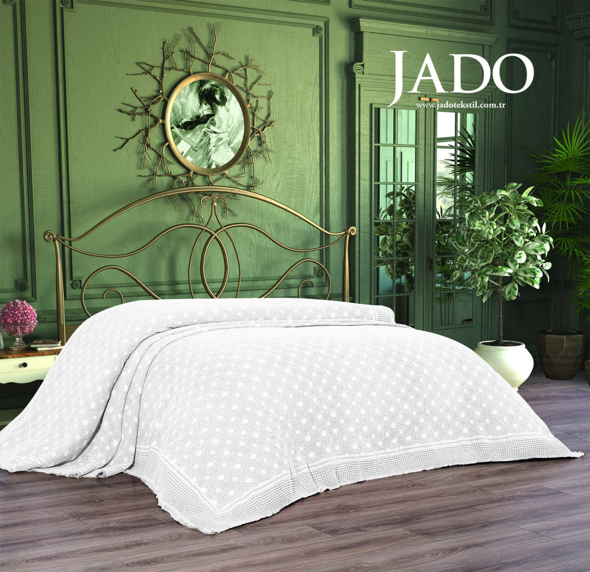 Cuvertura Pat Jado Pano Pike - Geometric - Alb - imagine 1