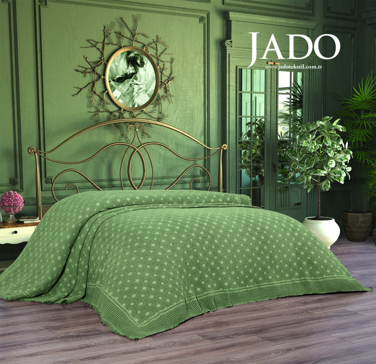 Cuvertura Pat Jado Pano Pike - Geometric - Verde - imagine 1