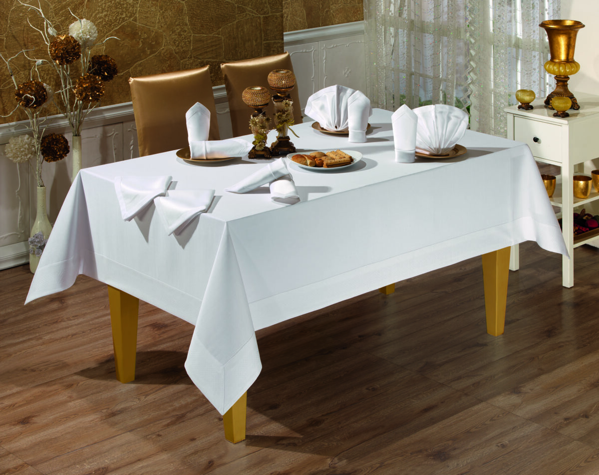 honey beyaz Fata de masa Honey - Alb - 160x220 cm - imagine 1