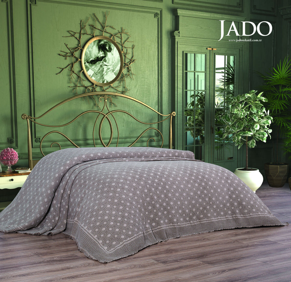 Cuvertura Pat Jado Pano Pike - Geometric - Bej - imagine 1