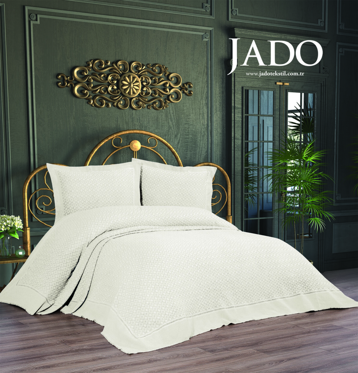 Cuvertura Pat Jado Pano Pike - Baklava - Crem - imagine 1